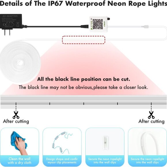 Neon Rope Lights 32.8FT RGB LED Strip Lights‎ App Control Remote - Picture 7 of 7